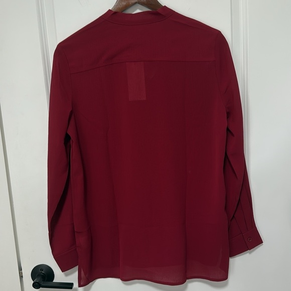 NWT ACEVOG Women’s Long Sleeve Burgundy Blouse with Bow size Medium - Picture 5 of 6